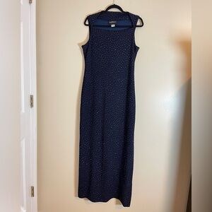 John Roberts Gown Womens 14 Dark Blue Sequin Maxi Evening Dress After 5 Formal